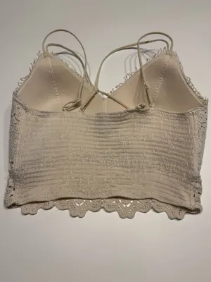 Willow & Root Crochet Full Coverage Bralette Natural Size Large Boho V-Neck thumbnail 5