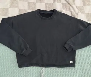 Vuori Restore Crewneck Sweatshirt Washed Black Gray Relaxed Fit Drawcord Hem M thumbnail 1