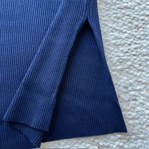 REISS Josephine Ribbed Knit Drawstring Midi‎ Dress Sleeveless Navy Blue XS thumbnail 4