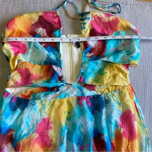 NWOT Lulus Stunning One Multi Abstract Print Drawstring Halter Maxi Dress thumbnail 8