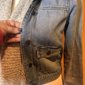 Y2K Abercrombie & Fitch Denim Jacket Built‎ In Scarf Knit Collar Womens Small thumbnail 6