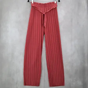 Pink Stripe Belted Wide Leg‎ Boho Pull On Straight Leg Trousers Pant S Small thumbnail 2