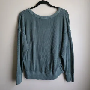 OFFLINE By Aerie Wow! Waffle Knit Oversized Long Sleeve Size S Tshirt Dark Green thumbnail 4