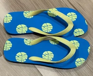 NEW Billabong Blue Yellow Flip Flops Women’s 8-9 thumbnail 1
