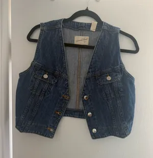 Cropped denim vest Blue thumbnail 1
