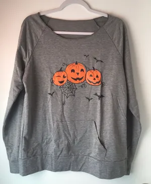 Halloween Sweatshirt, 3XL 🎃 Gray Size 3X thumbnail 1