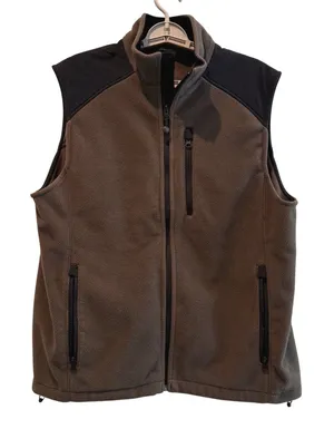 Eddie Bauer Womens Full Zip Fleece Vest‎ Brown Black Mock Neck Size M Outdoor thumbnail 1