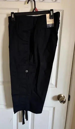 St. John's Bay Black Capri Cargo Pants with Drawstring Hem thumbnail 1