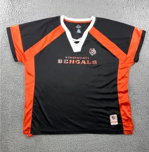 Majestic NFL Cincinnati Bengals‎ Draft Me V Neck Shirt Women 2X Short Sleeve thumbnail 1