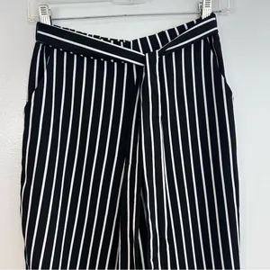 NWT Have Los Angles Black & White Striped Belted Lightweight Pull on Pants Small thumbnail 2