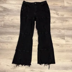 Tinseltown Black Fringe Bottom Flare Women's/Junior's Jeans Size 9 thumbnail 2
