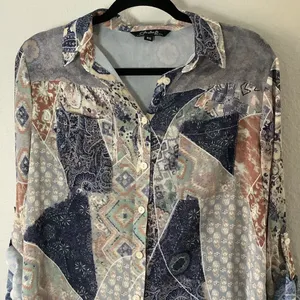 NWOT Charlie Patchwork Western Cowgirl Prairie Shabby Chic‎ Button Up Shirt S thumbnail 2