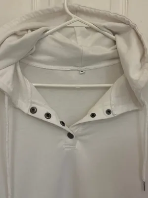Amazon Brand Pullover Snap Button Hoodie in White thumbnail 4