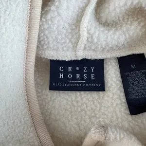 Vintage Crazy Horse Ivory Cream Fleece Hooded Anorak Jacket Coat Size Medium thumbnail 6