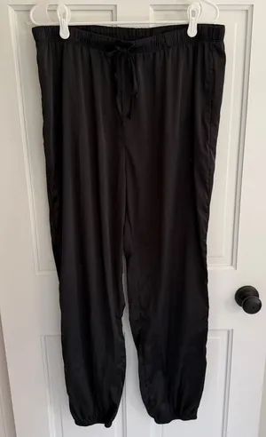 House of Harlow 1960 Black Satin Sleep Jogger Pajama Pants XL thumbnail 1