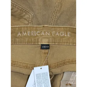 American Eagle Mom Straight‎ Corduroy Pants Tan Super High Rise 14 Long NEW thumbnail 6