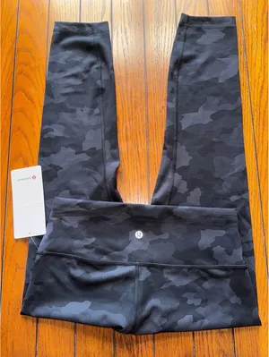 Lululemon Wunder Train High Rise 25” Heritage Camo Deep Coal Black Size 10 NWT thumbnail 1