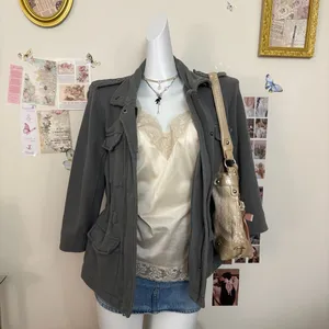 Banana republic y2k Gray Utility Jacket Cargo Military Style Cotton Jacket size thumbnail 2