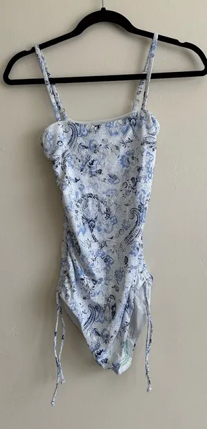 Dippin Daisys Blue and White Paisley One-Piece Swimsuit thumbnail 1