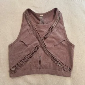 Alo Yoga Plum Heather Line Crop Tank Workout S thumbnail 3