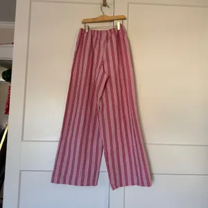 M&S Marks & Spencer Pink Red Striped Cotton Drawstring Pants Wide Leg US 6 thumbnail 3