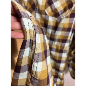 Duluth Trading Co Top W Med Yellow Flannel Plaid Tunic Button Front Fall Autumn thumbnail 6