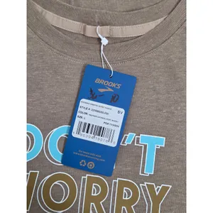 Brooks Distance Graphic Short Sleeve Shirt Heather‎ Oatmeal Run Happy. Size L thumbnail 7