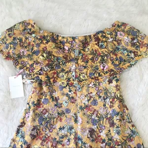 ALEX MARIE Off The Shoulder Yellow Lace Midi Dress Size 6 Wedding Guest Cottage‎ thumbnail 10