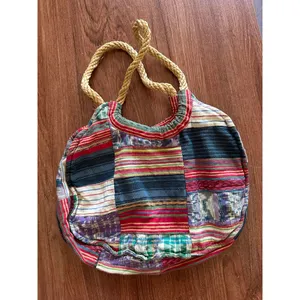 Patchwork Quilt Rope Fabric Shoulder Bag Red thumbnail 5