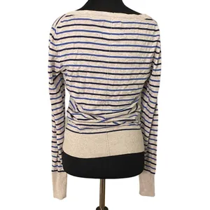 Vintage 2009 American Eagle Blue Stripe Boat Neck Sweater Top L thumbnail 2