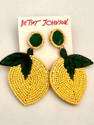 Betsey Johnson Lemon Beaded Drop Earrings thumbnail 2