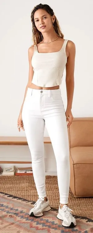 American Eagle Ne(x)t Level Curvy High-Waisted White Sz 12/31W Jeggings thumbnail 1