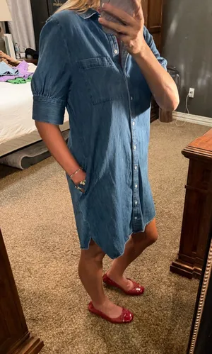 Old Navy Denim Chambray Button Front Shirt Dress Size Small thumbnail 1