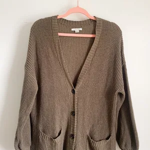 American Eagle Oversized waffle knit Grandpa Slouchy Cardigan Gray Brown XS/S thumbnail 6