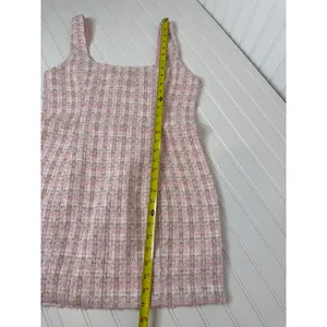 NWT Rumored Wiggy Dress Pink Shimmer Tweed Squared Neck Bodycon Size 10 thumbnail 6