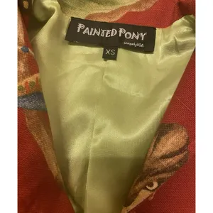 Vintage Painted Pony Blazer Jacket XS‎ Jungle Monkey Red Green Made In USA thumbnail 5