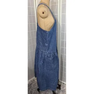 VTG‎ Sunbelt Jumper Dress Blue Jean Denim Overall Country Modest Cottagecore Lg thumbnail 15
