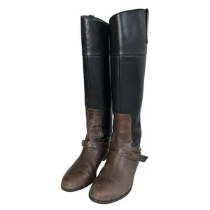 Sam Edelman Juliana Riding Boots Size 8.5M Black Brown‎ Leather Croc Embossed thumbnail 5