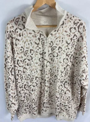 Aerie Animal Print 1/4 Zip Oversized Sweatshirt Size Medium thumbnail 3