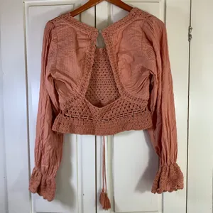 Free People Crochet Mixed Media Cropped Top Peasant Cottagecore‎ Boho M Festival thumbnail 8