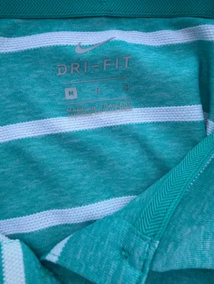 Nike Golf Womens Medium Dri Fit Striped Sleeveless Polo Shirt Top Turquoise EUC thumbnail 6