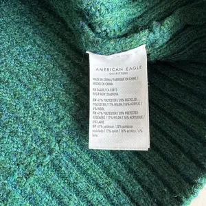 American Eagle Heather Green Cropped Crewneck Ribbed Sweater Size Medium thumbnail 5