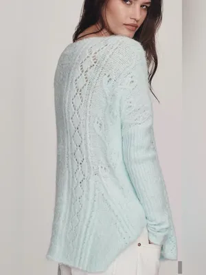 By Anthropologie Long-Sleeve Pointelle Sweater size small NWT thumbnail 3