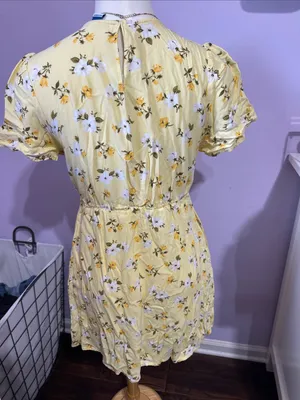 Old Navy Yellow Floral Mini Dress with White Blossoms thumbnail 2