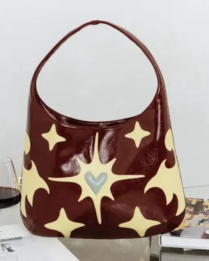 BAFTA Celestial Heart Hobo Shoulder Bag Burgundy Y2K Indie Designer NWT thumbnail 1