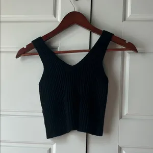 Audrey 3+1 Black Ribbed Crop Top thumbnail 3