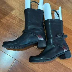 Stuart Weitzman soft Leather Round Toe Buckle‎ Moto Boots Women's size 7.5 thumbnail 6
