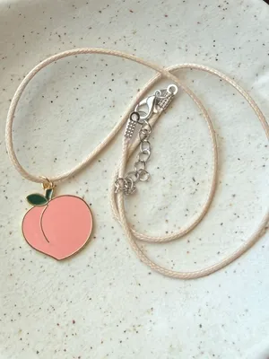 Handmade peach fruit Kawaii y2k funky pop style necklace🍑 thumbnail 4