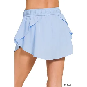 Zenana Soft Woven Active Skorts with Pockets - Lt. Blue - Large thumbnail 4