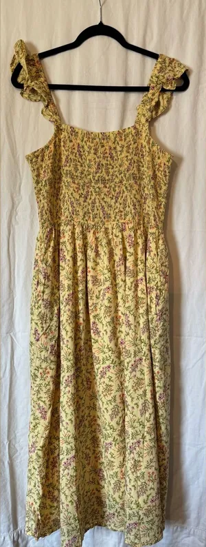 Dip Yellow Floral Smocked Maxi Dress XL thumbnail 1
